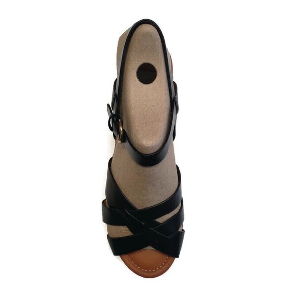 Nine West Womens Size 11 Annah3 Platform Wedge Open Toe Sandals Black Buckle - Picture 2 of 8